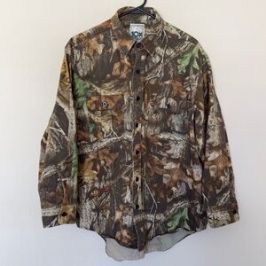 Vintage 10X Shirt Men’s Large Camouflage Advantage Timber Button Up Hunting Camo